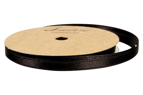 Satinbånd 6mm 10m sort